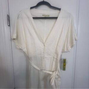 Gianni Bini Cream Button-Front Midi Dress